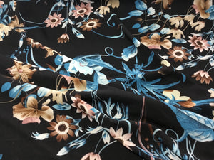 NEW Italian Soft Peach Crepe Floral Print Fabric