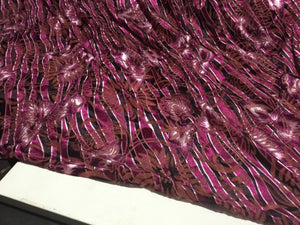 NEW Designer Stretch Velvet Jersey Floral Stripe Print Burnout Fabric Material