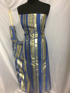 NEW Designer Multicoloured 100% Pure Silk Chiffon Stripe Burnout Gold Lame Foil Fabric 46" 117 cm