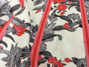 NEW Italian Designer Classic Crepe Floral Stripe Pint Fabric