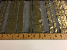 Load image into Gallery viewer, NEW Designer Multicoloured 100% Pure Silk Chiffon Stripe Burnout Gold Lame Foil Fabric 46&quot; 117 cm