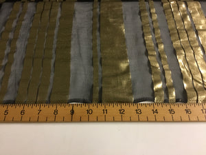 NEW Designer Multicoloured 100% Pure Silk Chiffon Stripe Burnout Gold Lame Foil Fabric 46" 117 cm