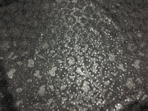 NEW High Class Italian Black Bonded Leopard Satin Lace Sequins Fabric