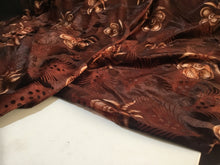 Load image into Gallery viewer, NEW Designer Stretch Velvet Jersey Floral Feather Print Burnout Fabric Material