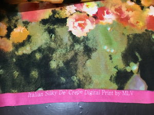 NEW Italian Silky Crepe De Chine Floral Print Fabric Dress Material