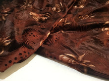 Load image into Gallery viewer, NEW Designer Stretch Velvet Jersey Floral Feather Print Burnout Fabric Material