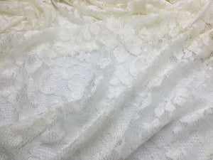 NEW Beautiful High Class Designer Ivory Stretch Floral Bridal Lace Fabric