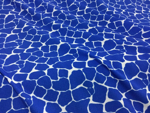 NEW Italian Designer Royal Blue Pebble Stone Bubble Crepe Print Fabric