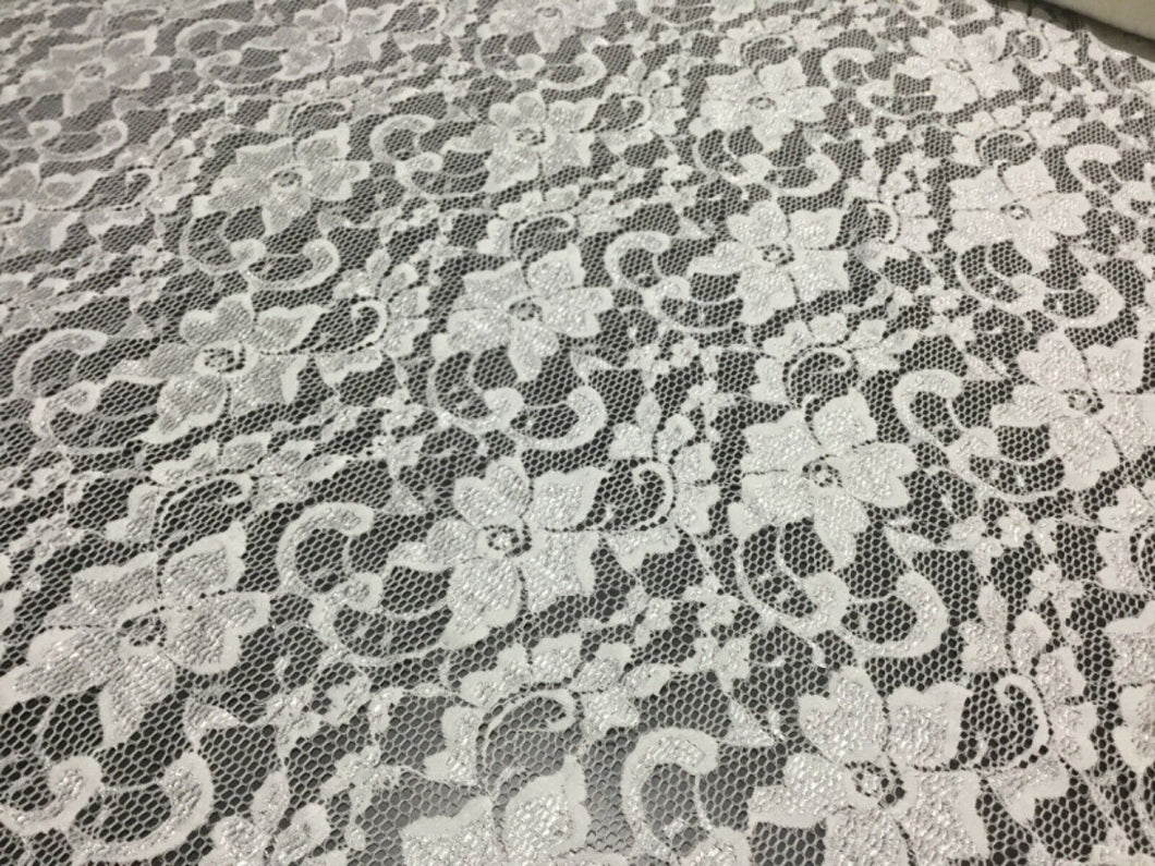 NEW Beautiful High Class Designer Ivory Stretch Floral Bridal Lace Fabric